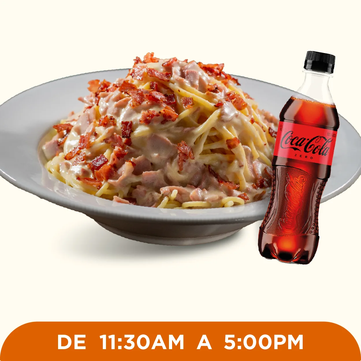 Lunch Spaghetti Carbonara + Coca-Cola