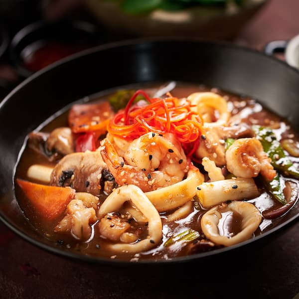 Stir Fry Mariscos en Salsa de Ostras